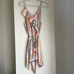 Versona Pastel Striped Asymmetrical Dress